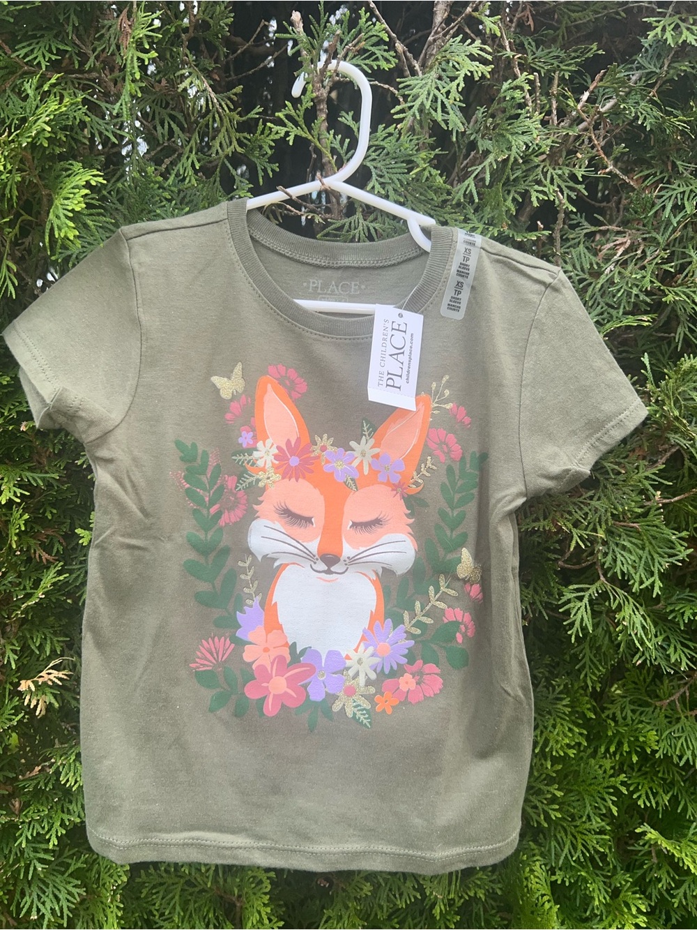 The Children's Place Olive Fox Floral Tee